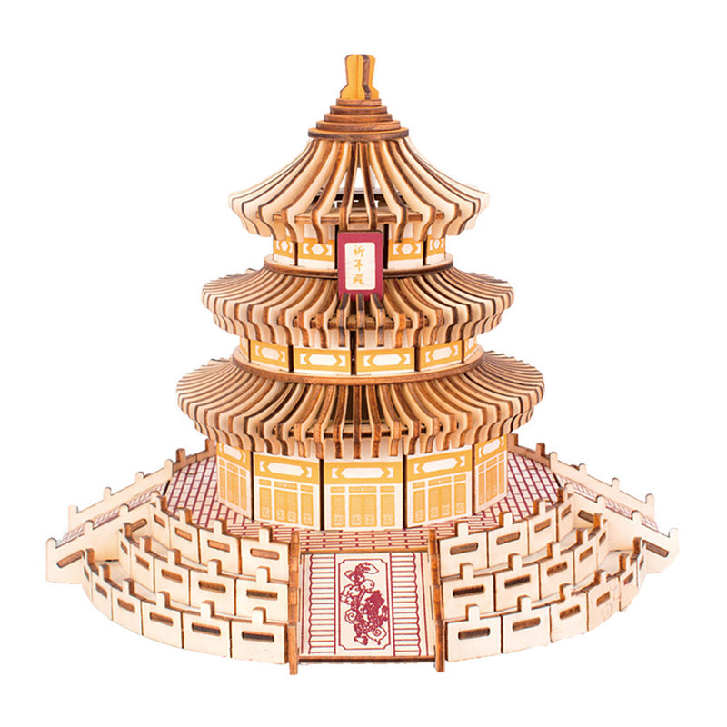 3D Wooden Puzzle for Adult DIY Assembly Chinese City Scape Model Home Decor Gift - Temple of Heaven