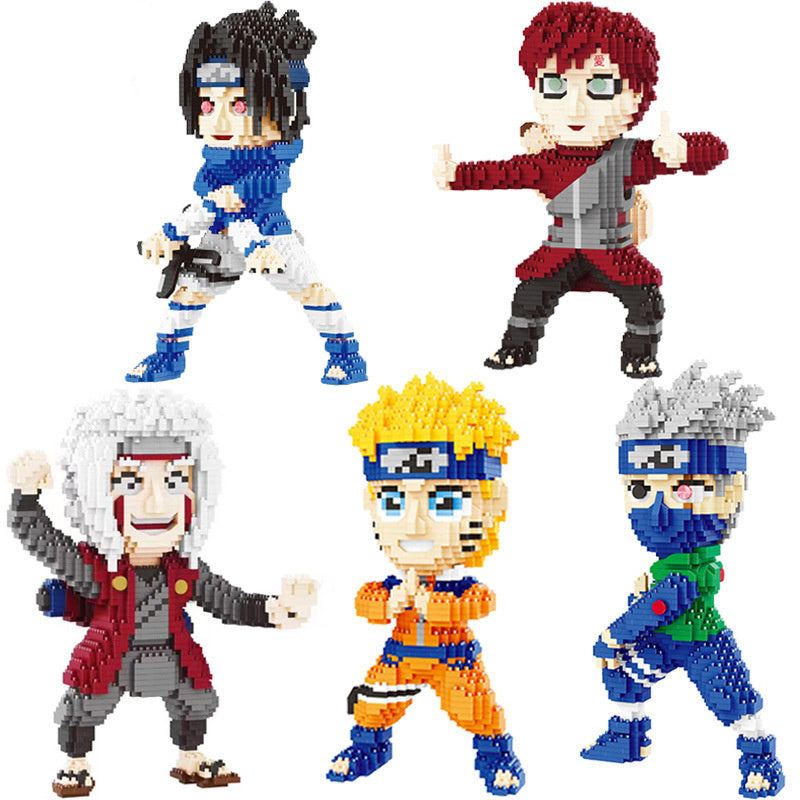 Naruto Series Kakashi Naruto Sasuke Microparticle Building BlocksCreative Puzzle Assembling ToysPuzzle Anime Model Toys