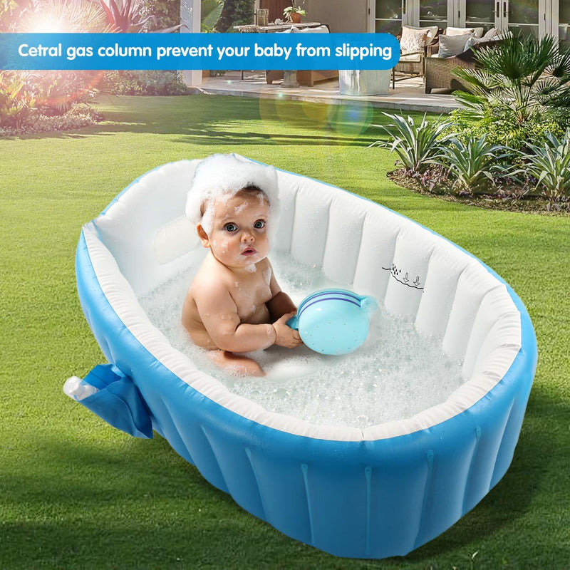 Baby Inflatable Bathtub; Portable Toddler Bathtub Baby Bath Tub Foldable Travel Tub with Air Pump