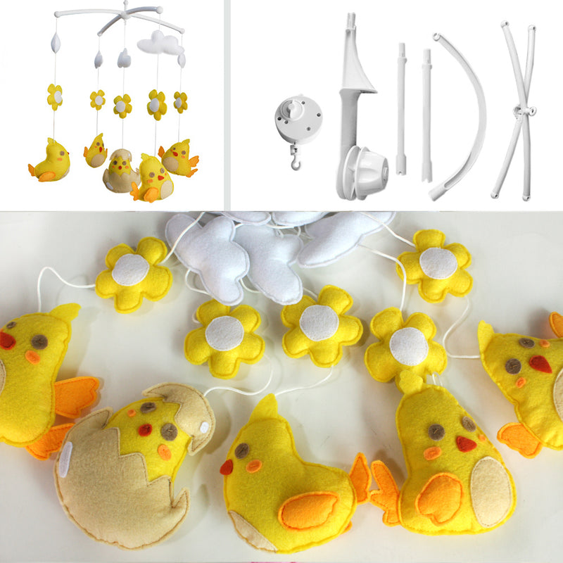 Baby Crib Mobile Animal Musical Crib Mobile Nursery Room Hanging Decor Toy Yellow Bird Flower