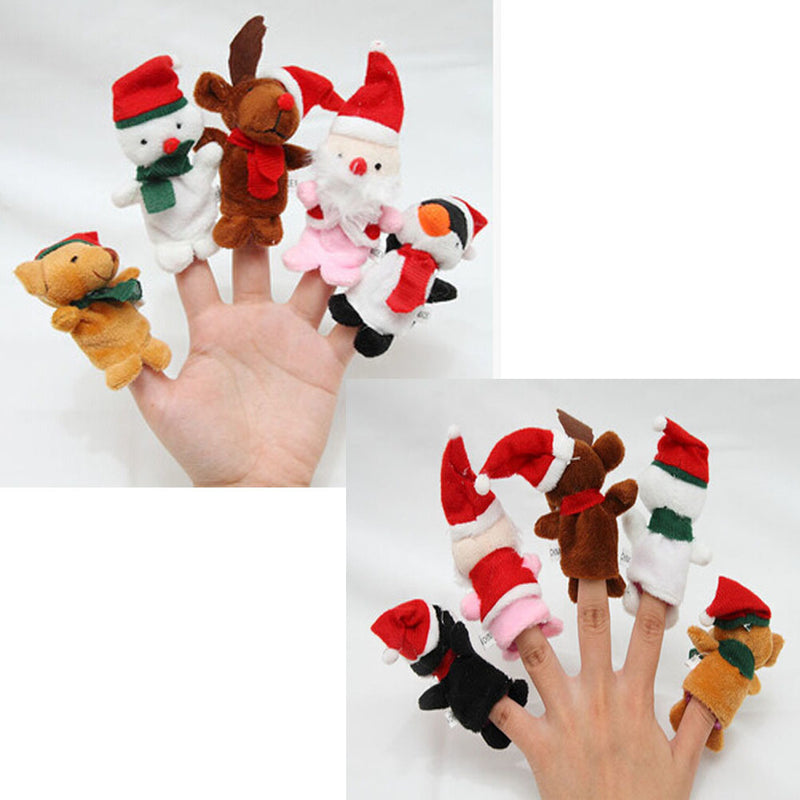 5Pcs Christmas Finger Puppets Fabric Story Telling Puppets for Kids 0-3Y