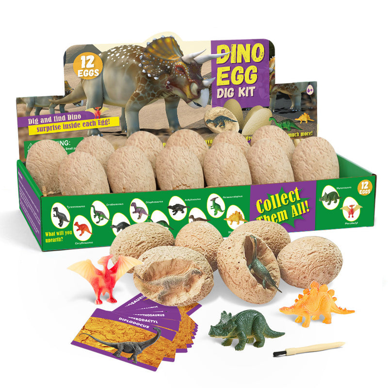 12 PCS Dinosaur Eggs - Dino Egg Dig Kit Dinosaur Toys for Kids; Easter Eggs Excavation Dinosaur Toys for Kids 3-5 5-7; Archaeology Science Kit Party Gifts for Boys & Girls