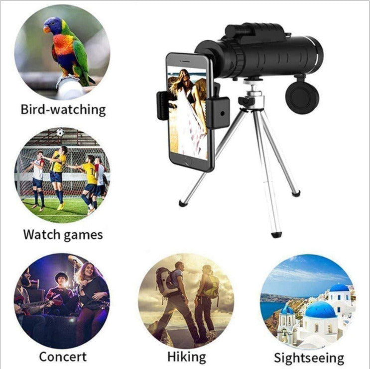 40X60 Monocular Telescope with Smartphone Holder & Tripod;  2022 Power Prism Compact Monoculars for Adults Kids;  HD Monocular Scope for Bird Watching Hiking Concert Travelling