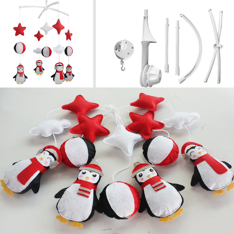 Handmade Baby Crib Musical Mobile Bell Penguin Baby Shower Gift Nursery Decor