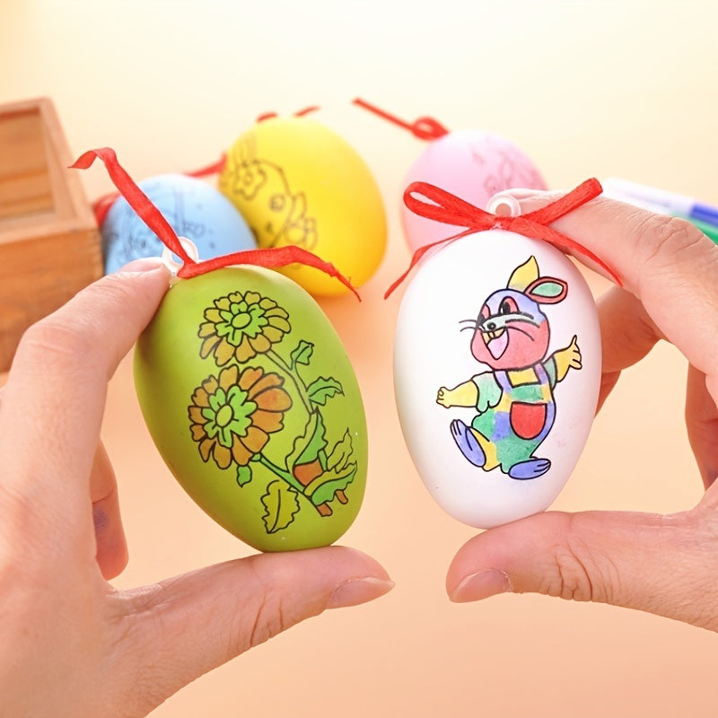 4 Pack; Children's Creative Handmade Diy Easter Eggs Handmade Cartoon Painted Hand-painted Eggshell Toys By Young Children; Easter Gifts For The Children