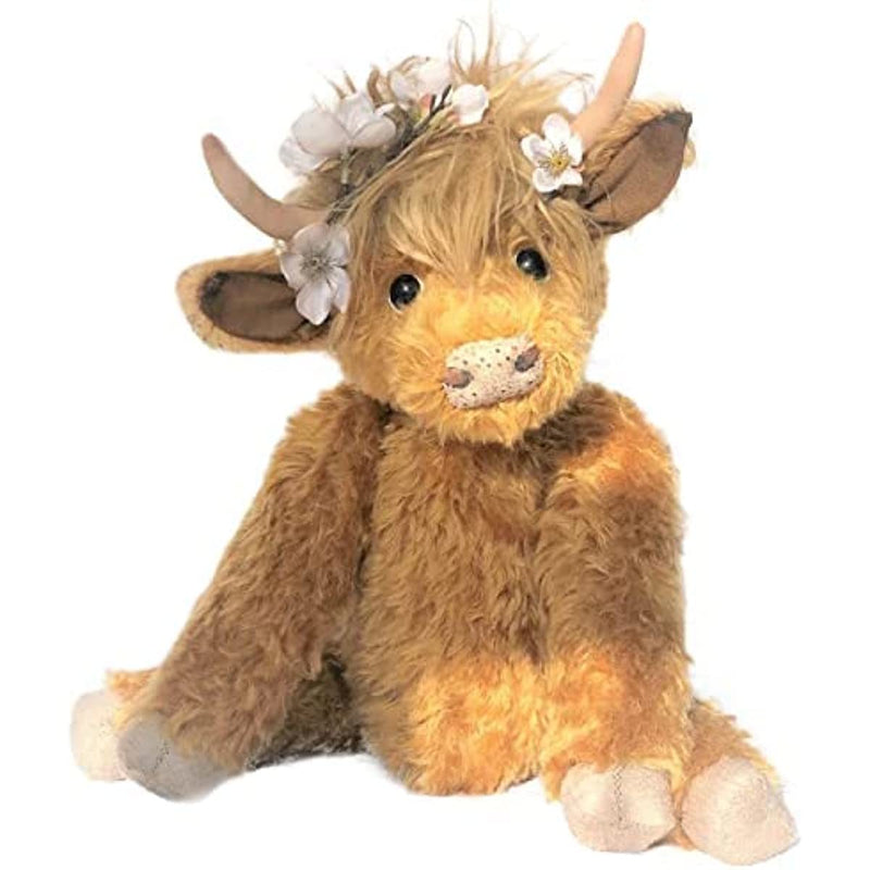 Zasekb Scottish Highland Cow Plush; Realistic Cow Stuffed Animals Soft Farm Plushie; Cuddly Highland Cow Accompany Plush Decorative Pillow Birthday Gifts for Boys Girls (Brown)