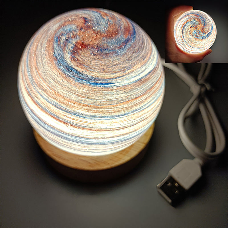 USB Fantasy Rainbow Planet Light Astronomical Ornaments Desktop Decorative Lights Art Crafts Wooden Case Gifts for Wedding Party