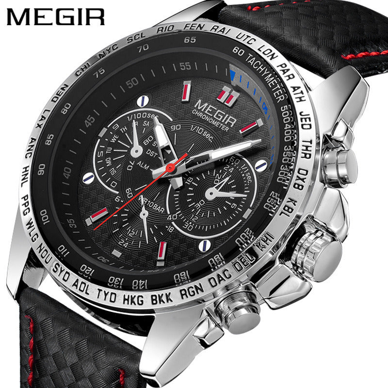 MEGIR Hot Sale Wholesale Waterproof Watch for men Artificial Eyes Decorative Six Needle Sport Watch