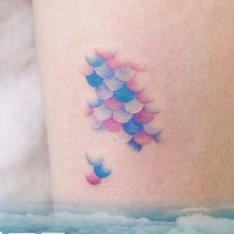 5 Sheets Deep Sea Mermaid Scales Temporary Tattoo Stickers Colorful Mini Gradient Fish Scale Fake Tattoos