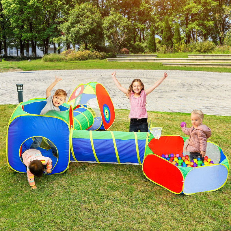 5Pcs Kids Ball Pit Tents Pop Up Playhouse w/ 2 Crawl Tunnel & 2 Tent For Boys Girls Toddlers