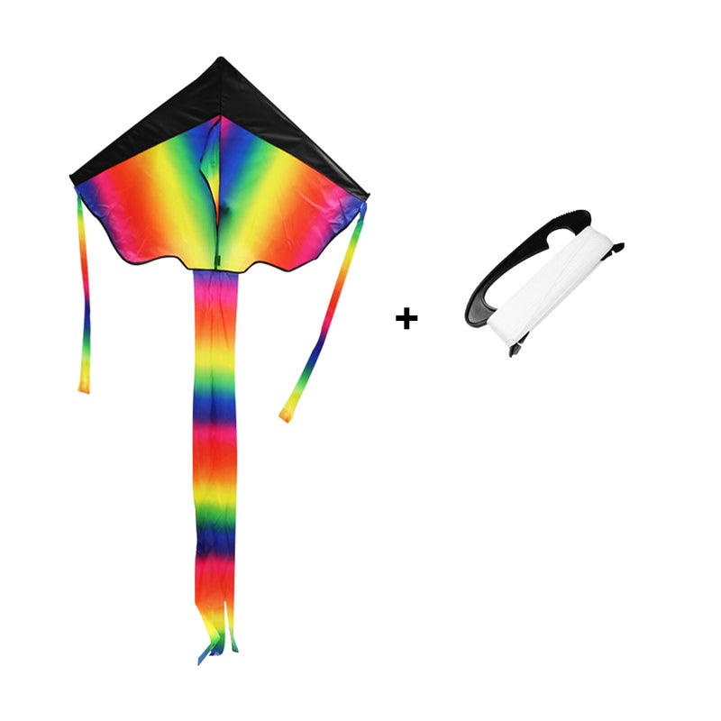 Rainbow Delta Kite, Kites for Kids Adults Easy to Fly, Great Outdoor Activities Beach Games for Kids, with Line and Handle