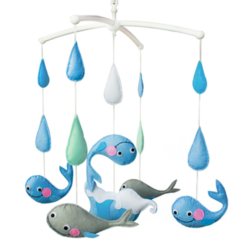 Handmade Baby Crib Mobile Baby Musical Mobile Kids Room Nursery Decor; Blue Whale