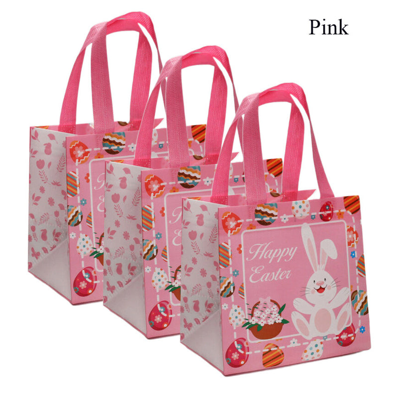 6PCS Easter Gift Bags; Easter Tote Bags With Handles Reusable Easter Non-Woven Bags Grocery Shopping Bunny Easter Egg Totes For Holiday Party Supplies