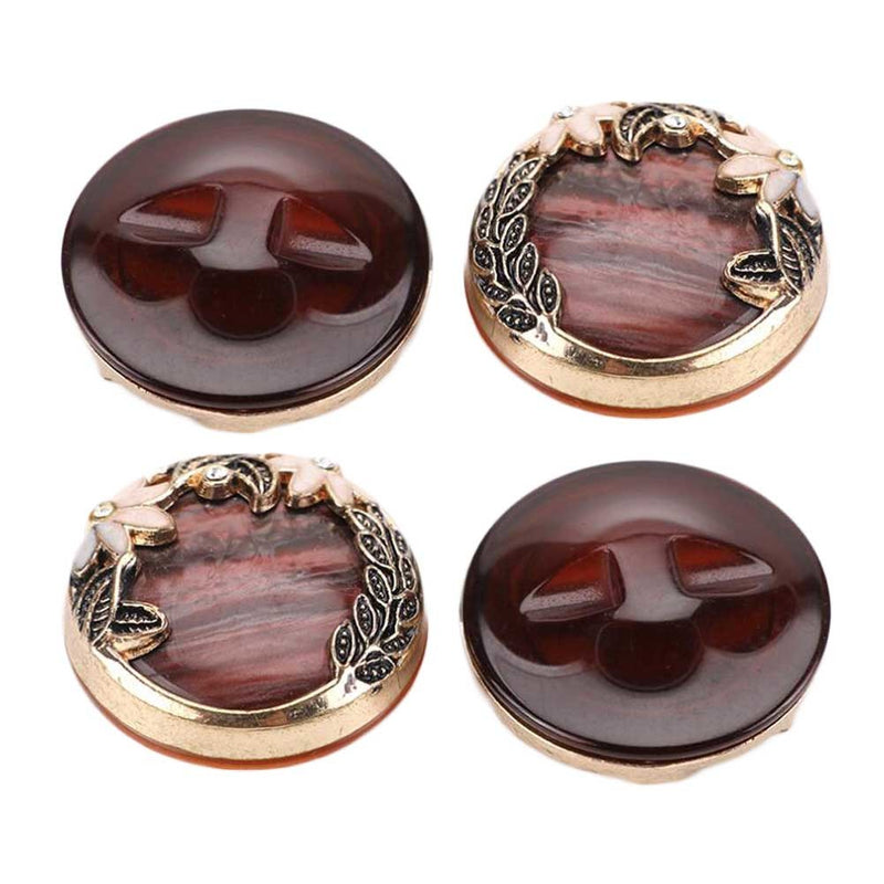 5 Pcs Plating Flower Button Decorative Coat DIY Button Clothing Accessory, 26mm