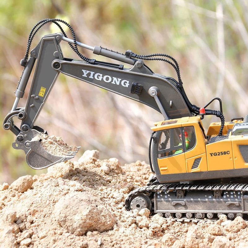 Remote Control Excavator Toy RC Construction Engineering Vehicles with Light Music; Gifts for Kids