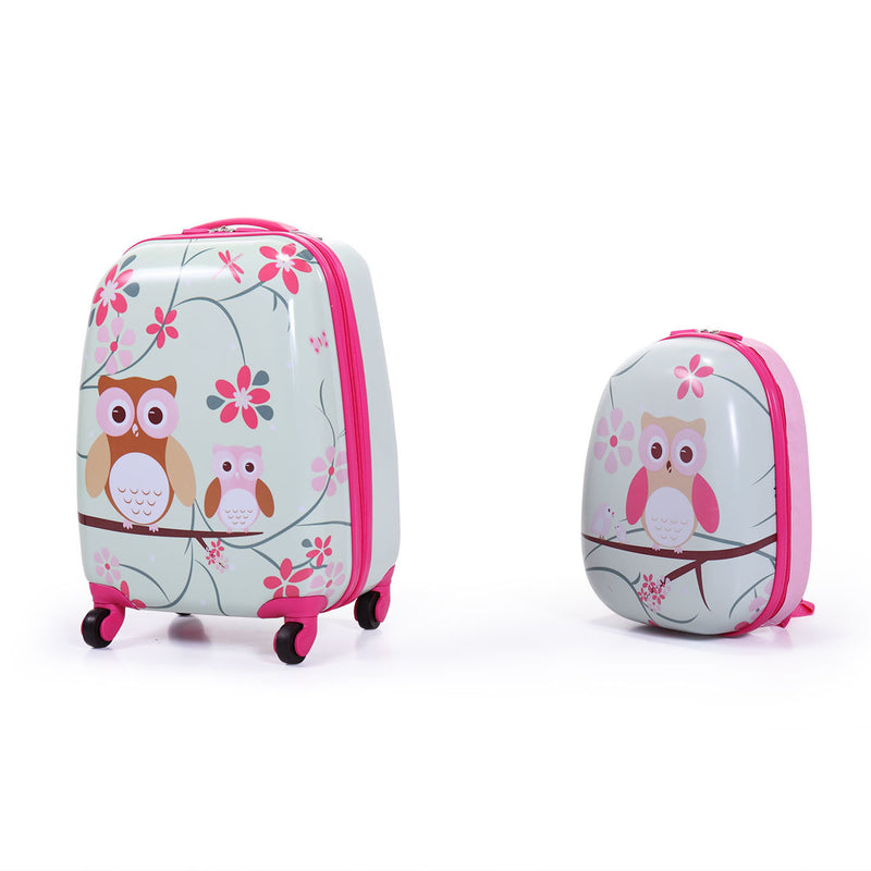 2 PCS Kids Luggage Set, 12\" Backpack and 16\" Spinner Case with 4 Universal Wheels, Travel Suitcase for Boys Girls