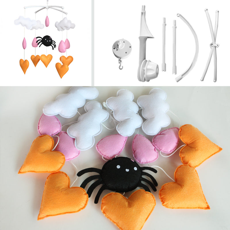 Halloween Spider Orange Hearts Baby Crib Mobile Infant Room Nursery Decor Hanging Musical Mobile Crib Toy