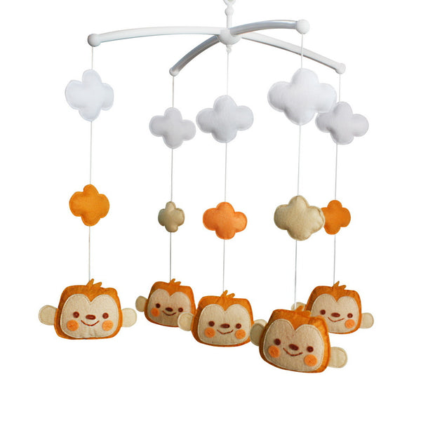 Baby Crib Mobile Animal Musical Crib Mobile Nursery Room Hanging Decor Toy Orange Monkey