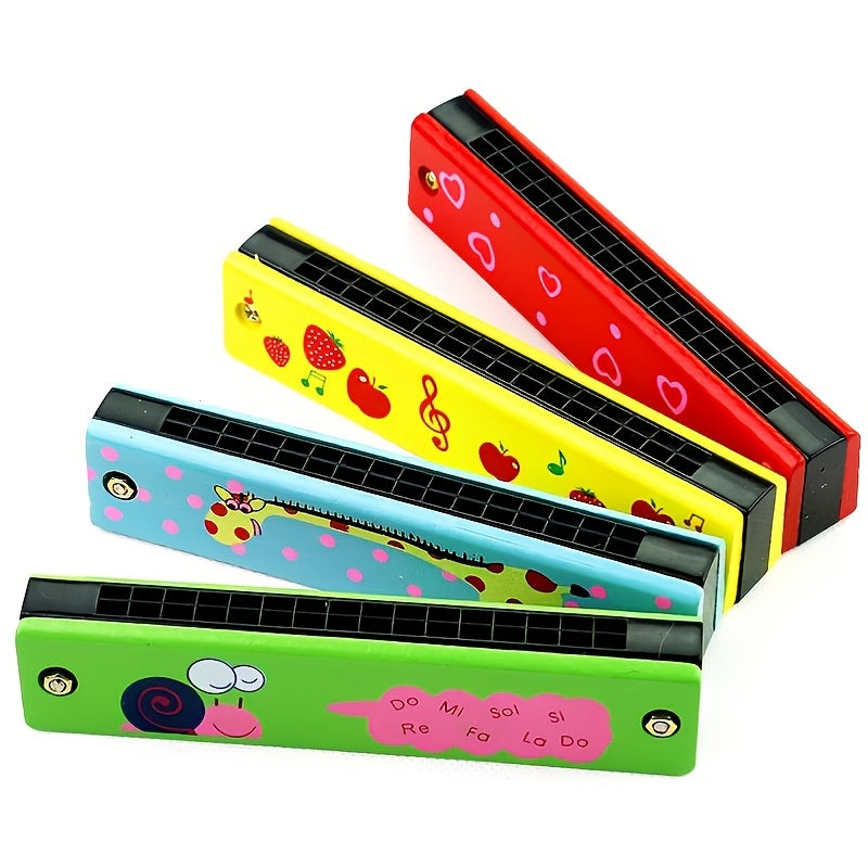 Cute Harmonica Montessori Educational Toy; Cartoon Pattern Children Wind Instrument Gift