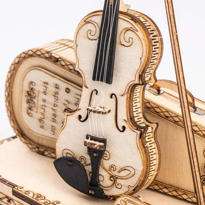 Robotime ROKR 3D Wooden Puzzle Violin Capriccio Model DIY Gifts for Boys&Girls Easy Assembly Kits MusicalBuilding Blocks TG604K