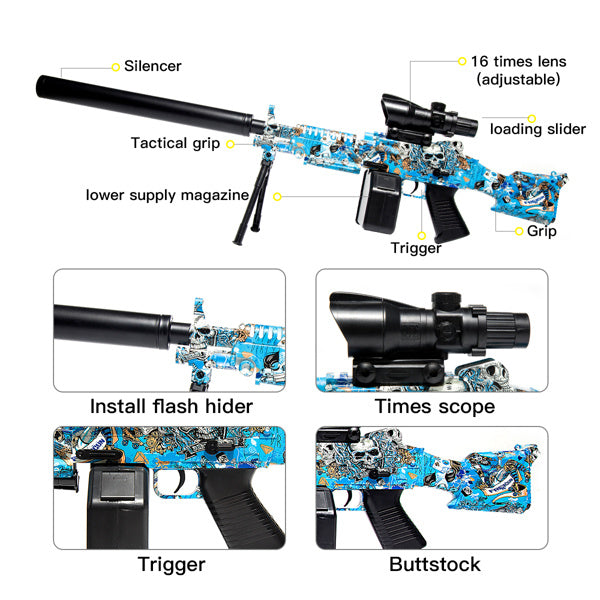 Splatter Ball Gun Gel Ball Blaster Toy Guns; NO for Nerf Guns EVA Bullet; Electric M416 with 11000 Non-Toxic; Eco-Friendly; Biodegradable Gellets; Outdoor Yard Activities Shooting Game