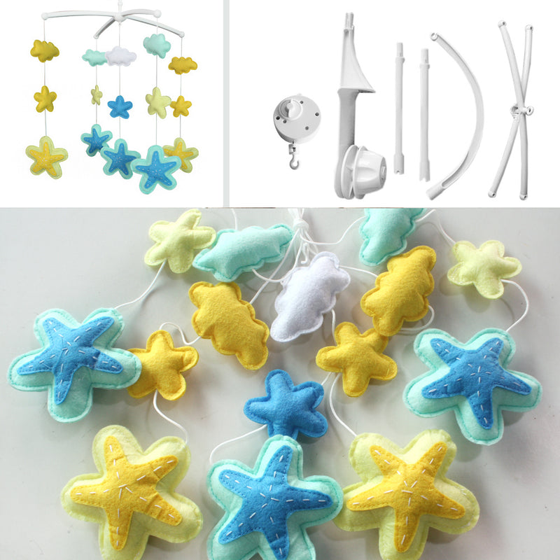 Ocean World Handmade Baby Crib Mobile Hanging Nursery Decor Bed Bell Musical Mobile; Yellow and Blue Starfish