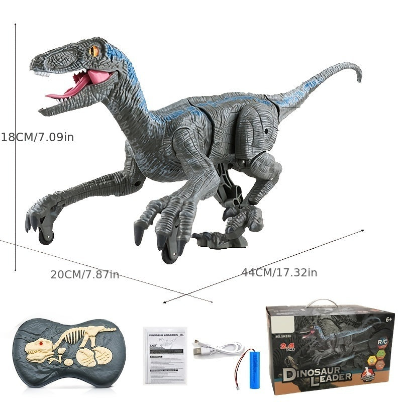 2.4G Remote Control Dinosaur Velociraptor Toy Electric Walking Dragon Toys; Gift Box Packaging For Boy; Children Christmas Gifts