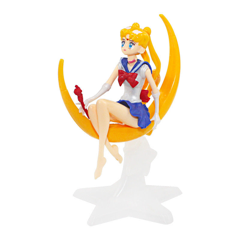 Sailor Moon Decoration Moon Warrior Cartoon Doll Scene Water Ice Moon Doll Sailor Moon Doll PVC Collectible Toy