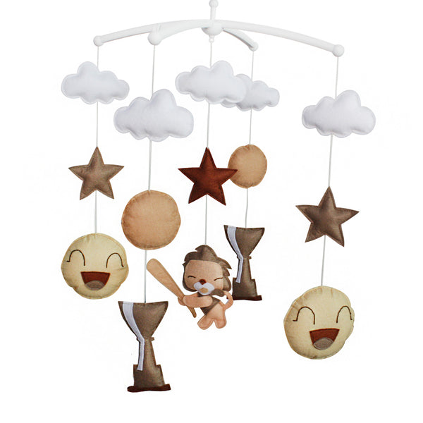 Handmade Baseball Trophy Baby Crib Mobile Nursery Room Decor Musical Mobile Crib Toy for Girls Boys