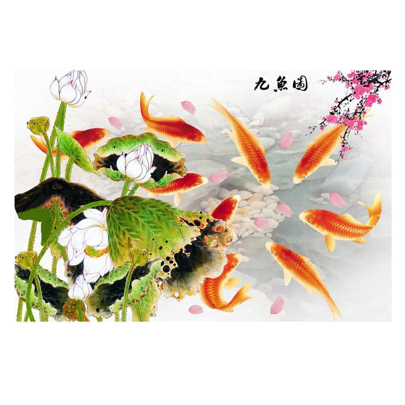 500 Pieces Jigsaw Puzzle Chinese Painting Fancy Carp Wooden Puzzle For Adult; Nine Fish