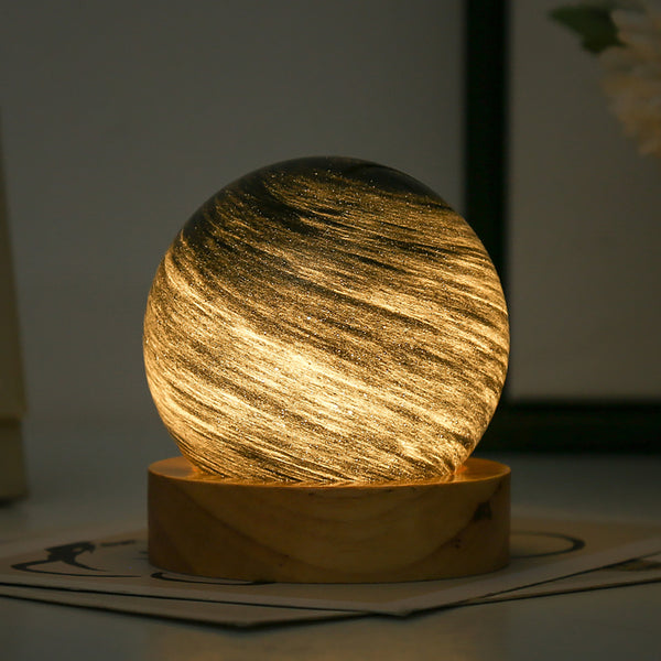 USB Fantasy Rainbow Planet Light Astronomical Ornaments Desktop Decorative Lights Art Crafts Wooden Case Gifts for Wedding Party