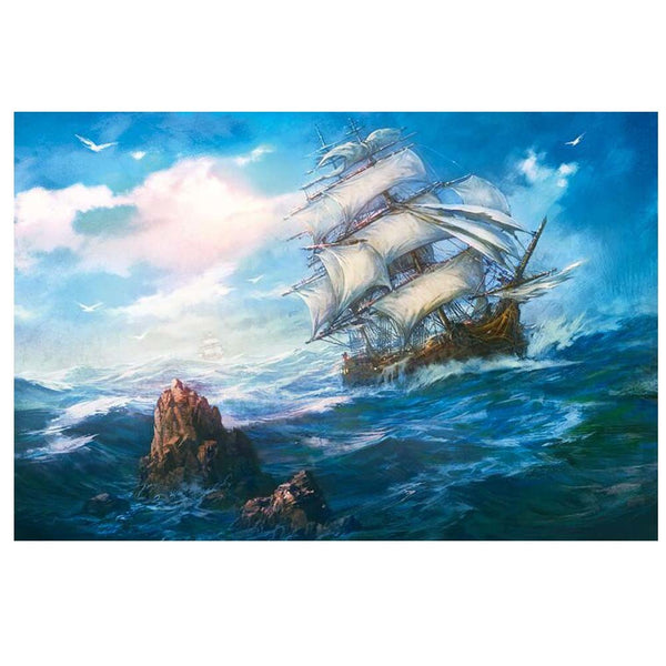 500 Piece Wooden Jigsaw Puzzle for Adults Puzzle Game Toy; Galleon in the Ocean