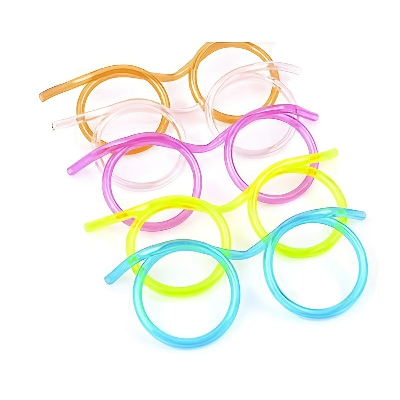 4 pcs Creative Fun Glasses Straws Crazy Funny Art Straws Party Straws; random color