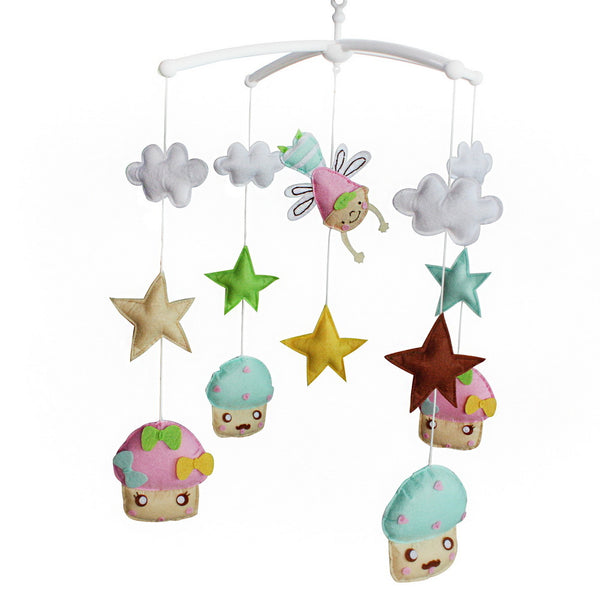 Baby Crib Mobile Lovely Mushroom Handmade Musical Mobile Baby Shower Gift Nursery Decor