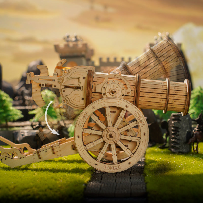 Robotime ROKR Wheeled Siege Artillery 3D Wooden Puzzle Game Toys for Children Kids KW801