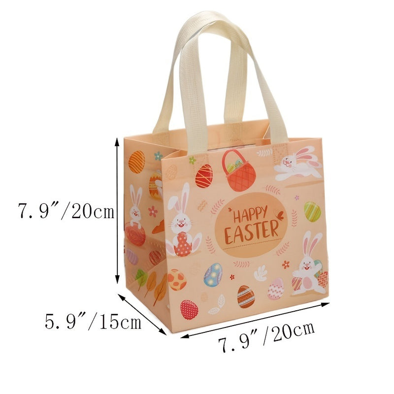 6PCS Easter Gift Bags; Easter Tote Bags With Handles Reusable Easter Non-Woven Bags Grocery Shopping Bunny Easter Egg Totes For Holiday Party Supplies