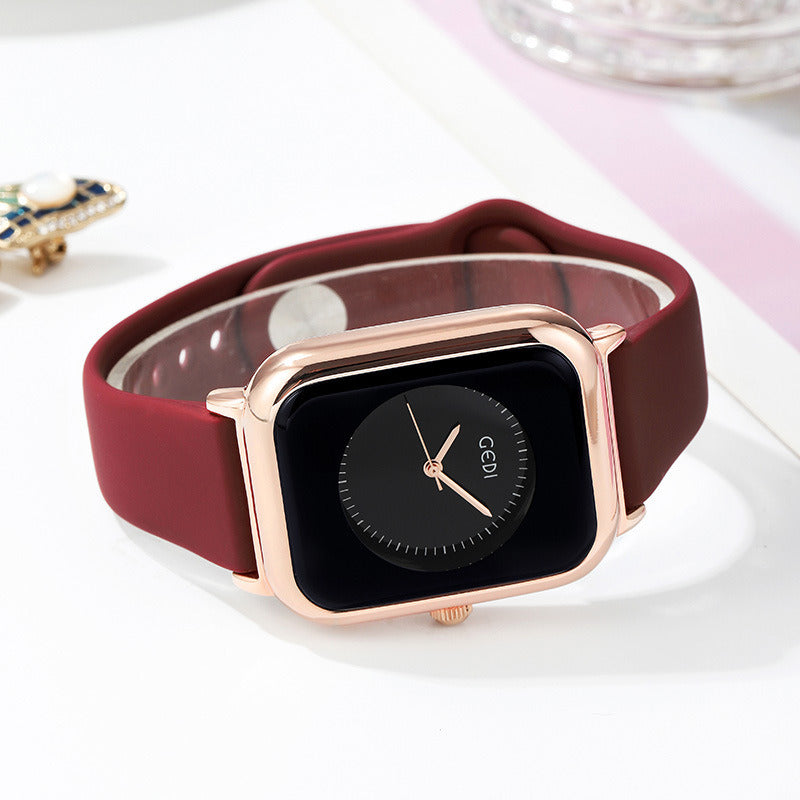 Fashion Jelly Color Simple Silicone Small Square Watch Cross border Hot Sale Student Quartz Waterproof Watch