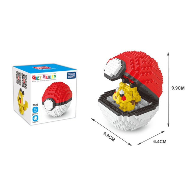 20 Styles Pokemon Ball Blocks Small Particles Mini Pikachu Toy Building Assembled Educational Toys