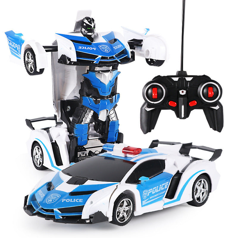 Remote Control Car; Transform Robot RC Car with One-Button Transforming 360 Degree Rotation Drifting; 1:18 Scale Police Car Ideal Xmas and Birthday Gift Toys for 5+ Year Old Boys/Girls