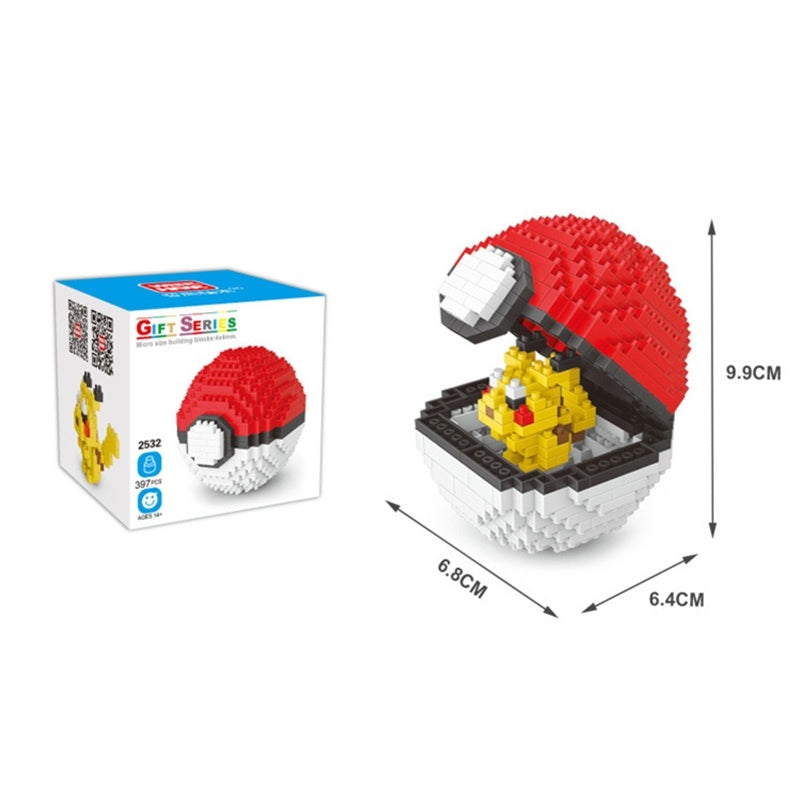 20 Styles Pokemon Ball Blocks Small Particles Mini Pikachu Toy Building Assembled Educational Toys