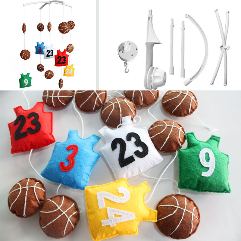 Handmade Basketball Baby Crib Mobile Nursery Room Decor Musical Mobile Crib Toy for Girls Boys