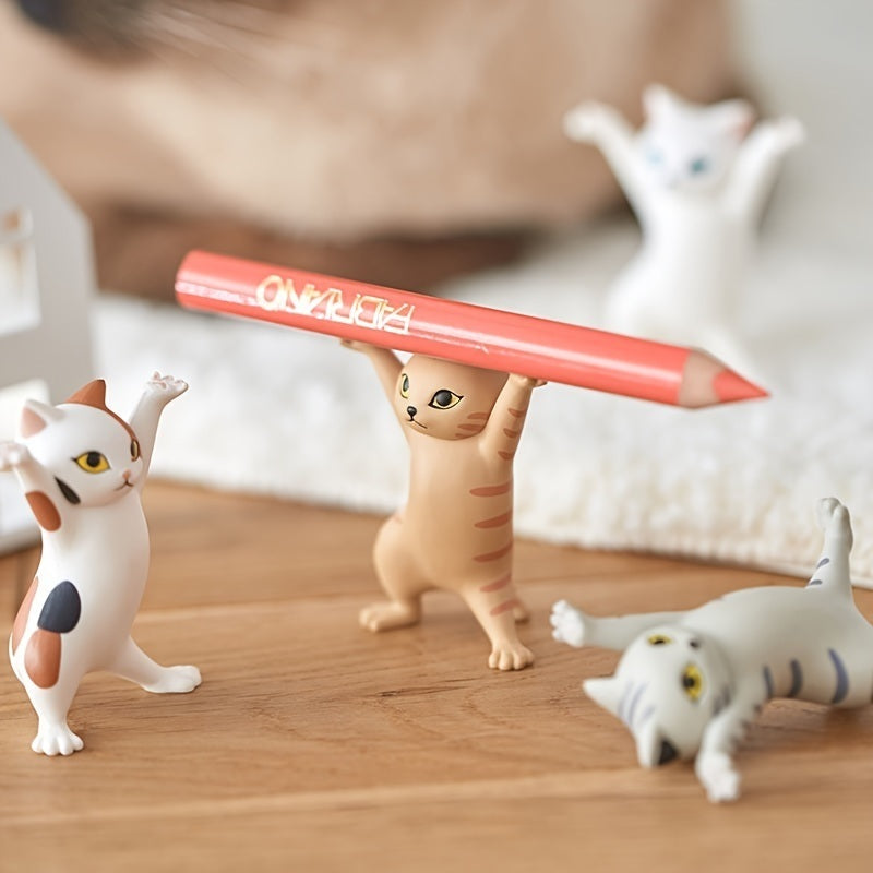 5pcs/Set Cute Cartoon Cat Doll Dancing Cat Decoration Pen Holder