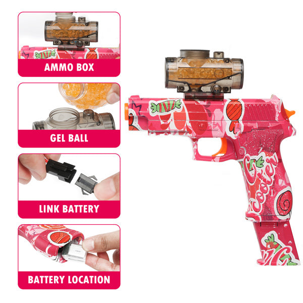 Electric Gel Ball Blaster Toy Guns; Full Auto Splatter Ball Blasters with 11000 Water Bead Rechargeable Battery Powered; Shoot Up to 65 Ft; Gel Ball Blaster for Boys & Girls