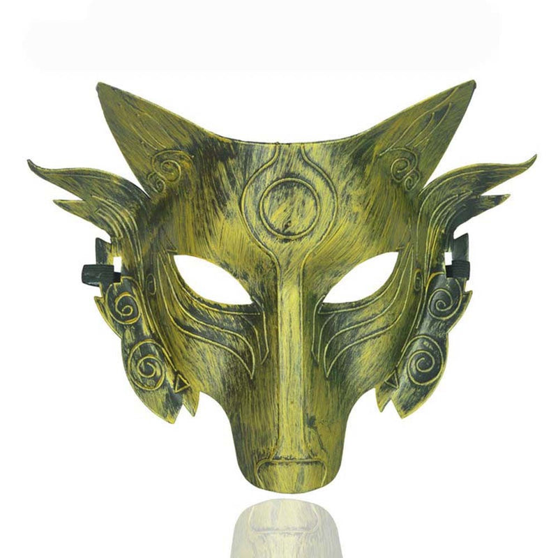 Golden Werewolf Mask Pretend Play Plastic Halloween Party Novelty Face Mask