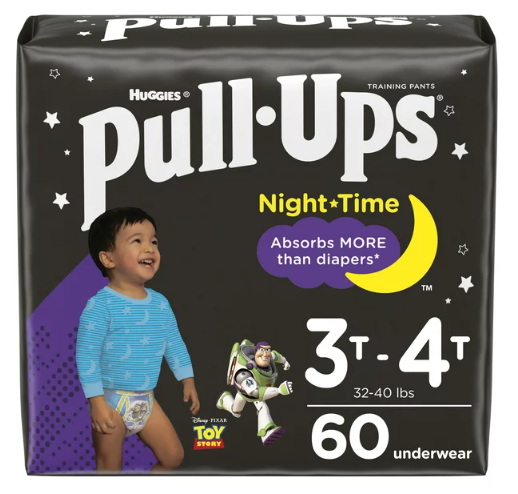 Pull-Ups Boys' Night-Time Training Pants Size 3T-4T;  60 Count