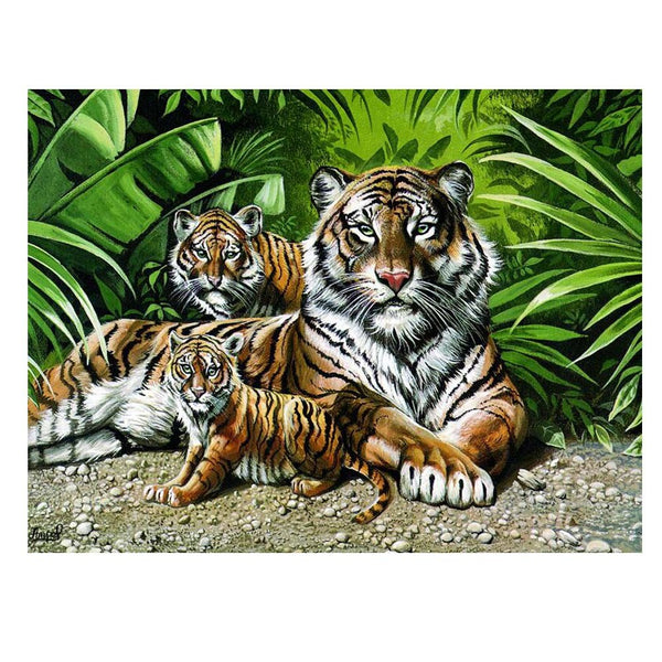 500 Pieces Jigsaw Puzzle Oil Painting Wooden Puzzle For Adult; Three Tigers