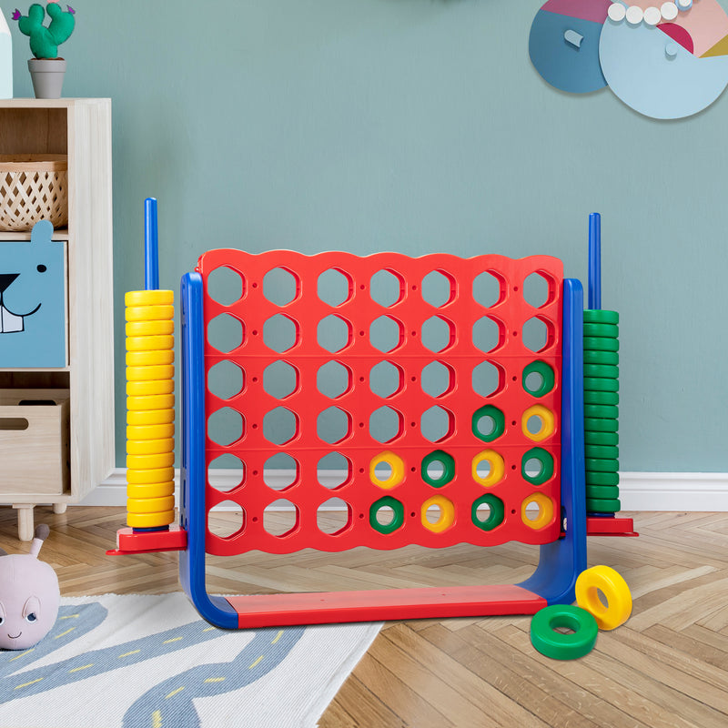 Jumbo 4-to-Score Game Set;  Giant Connect 4 with 42 Rings;  Indoor Outdoor Game Set for Kids and Adults