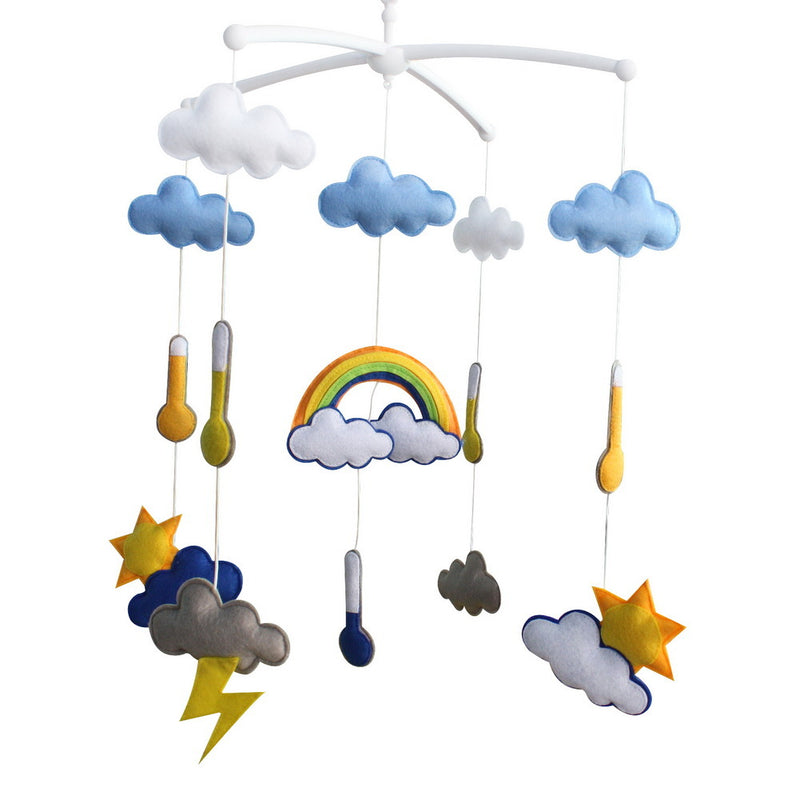 Blue Yellow Weather Rainbow Handmade Baby Crib Mobile Nursery Room Decor Baby Mobile for Crib