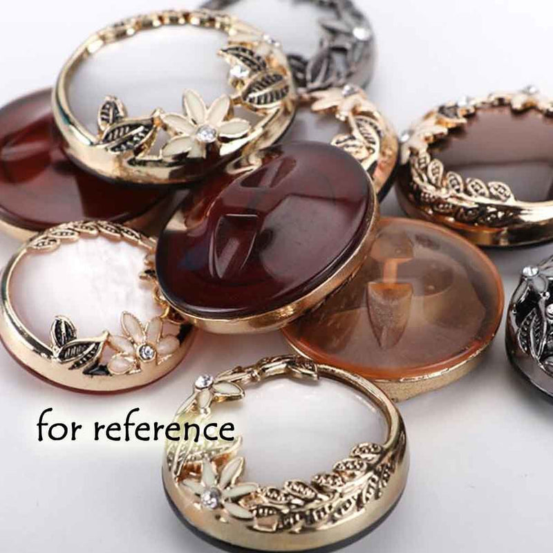 5 Pcs Plating Flower Button Decorative Coat DIY Button Clothing Accessory, 26mm