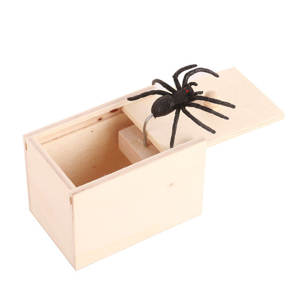 Funny Scare Box Prank Spider Wooden Fidget Anti-stress Interest Play Trick Joke Surprise Adult Halloween Toys For Children Gifts